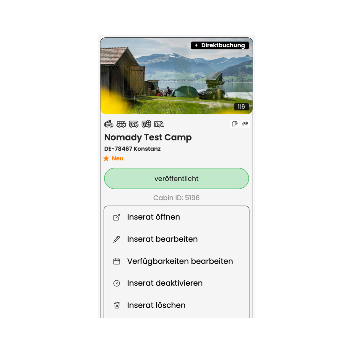 Nomady Stellplatz Schild