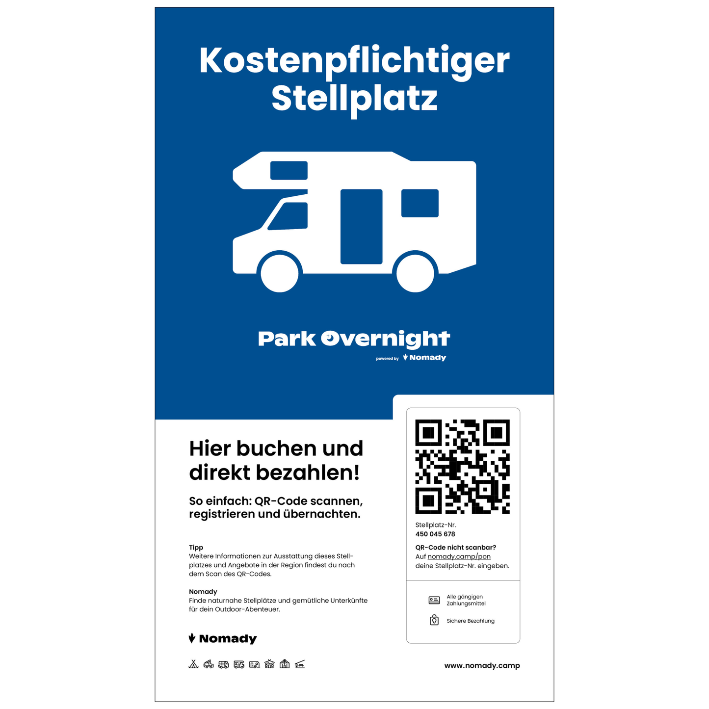 Park Overnight Stellplatz Schild